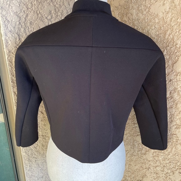 T By Alexander Wang Cropped Neoprene Black Bomber Jacket Size Small - Picture 7 of 8